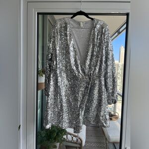 H&M sequin wrap dress